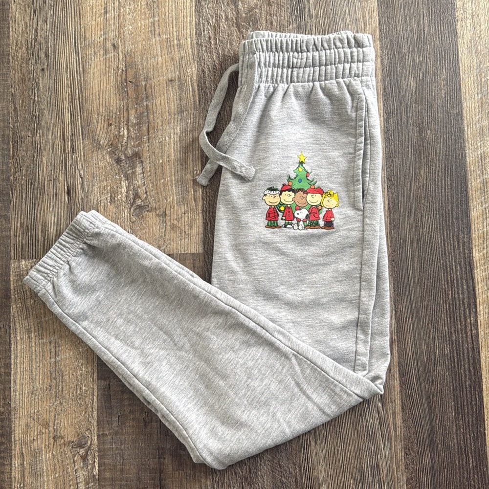 Peanuts Christmas Sweatpants Women’s Size Small Gray Holiday Joggers Snoopy